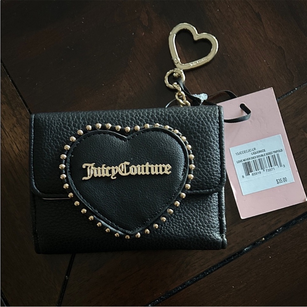Juicy Couture Black Wallet with Gold Heart Accent - NWT